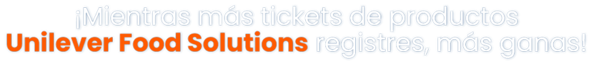 ¡Mientras más tickets de productos Unilever Food Solutions registres, más ganas!